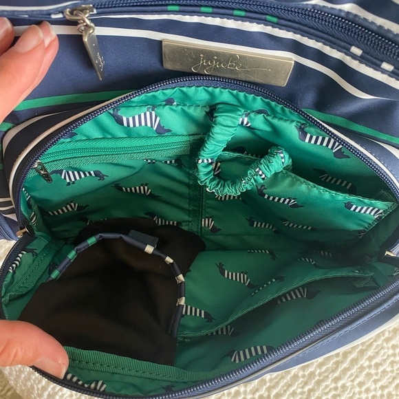 Jujube BFF Diaper Bag Striped Baby Bag Green and Blue - Picture 7 of 13